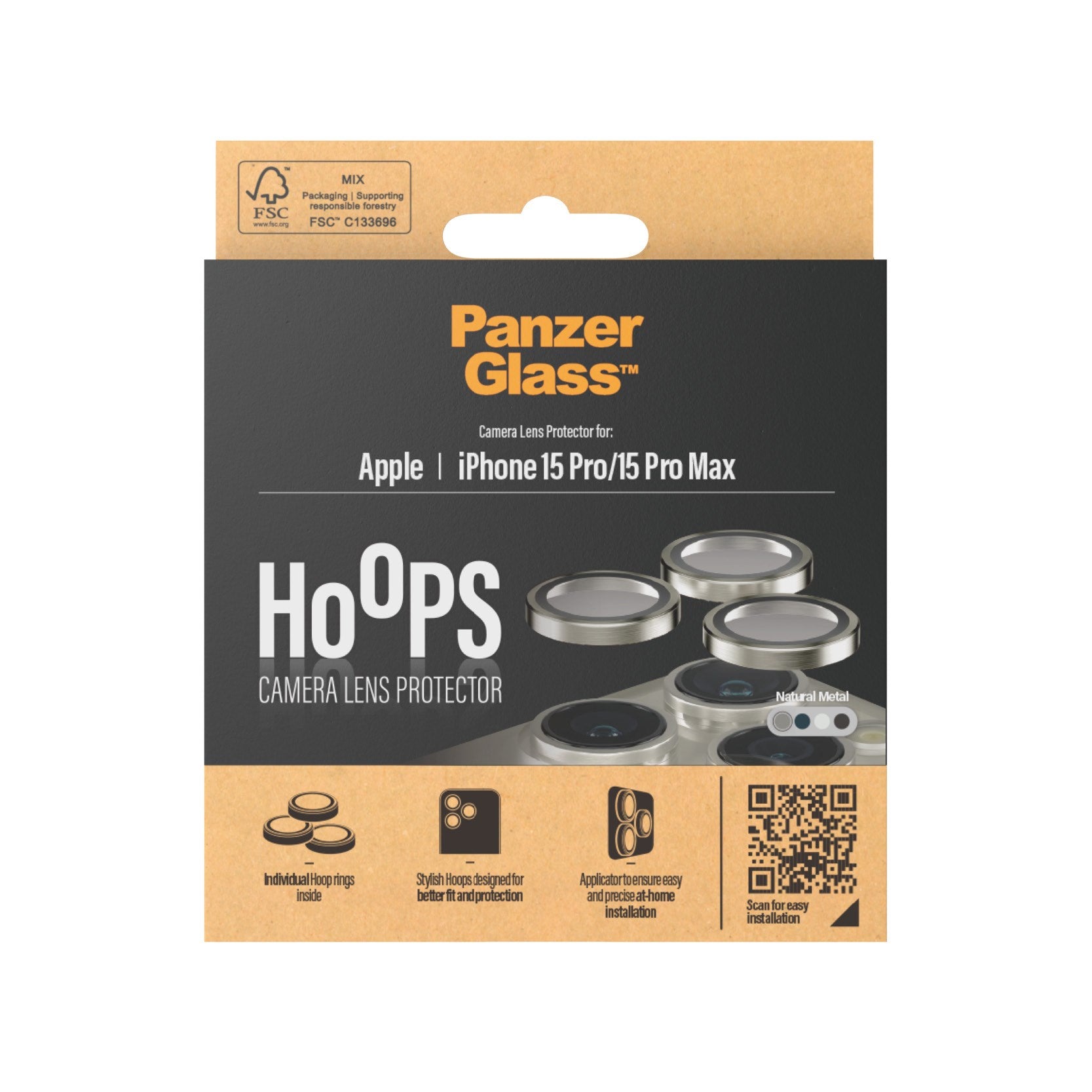 PanzerGlass® Hoops® Natural Metal Camera Lens Protector iPhone 15 Pro | 15 Pro Max
